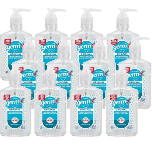 Germ-X Original Hand Sanitizer, Non-Drying Moisturizing Gel with Vitamin E, Instant and No Rinse Formula, Back to School Supplies College, 8 Fl Oz Pump Bottle (Pack of 12)