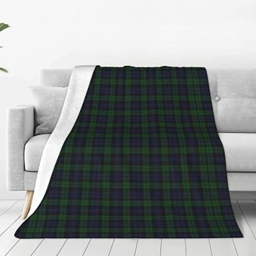 Black Green Blue Watch Tartan Plaid Throw Blankets Soft Flannel Blanket All Season Warm Bed Blanket for Office Bed Living Room Bedroom Sofa Chair Couch Crib Travel Camping 50"x40"