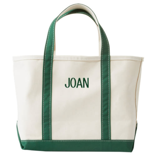 LLBean Dark Green Monogrammed Thin script Boat and Tote®, Open-Top