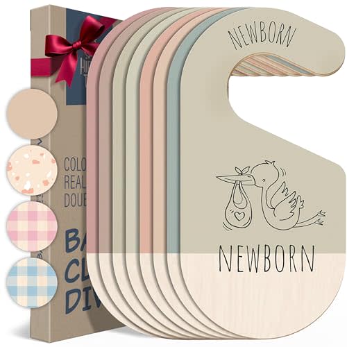 HIPPOTALE Baby Clothes Dividers For Closet - Wooden Baby Clothes Organizer Dividers for Boy & Girl, 8 Baby Closet Dividers by Size - Ideal Clothing Organizers