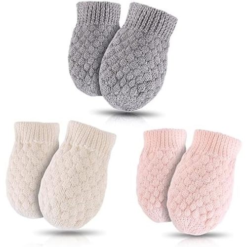 Baby Knit Mittens Toddler Boys Girls Gloves Winter Infant Newborn No Scratch Mitten 0-3 Years