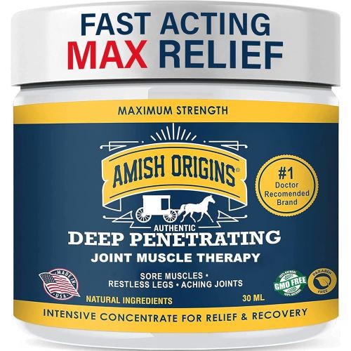 Amish Origins Pain Relief Ointment 1 oz Maximum Strength All Natural Discomfort Reliever for Joint, Muscle, Knee, Back, Neuropathy