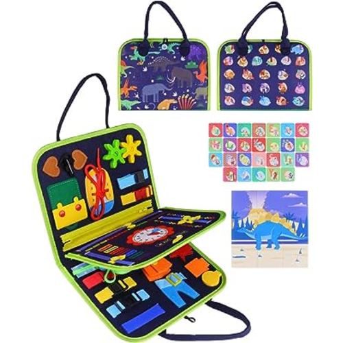 Medxin Busy Board Montessori Toy for Toddlers, Sensory Board for Toddlers 1 2 3 4 Year Old, Airplane Car Travel Activities Toys Learning Fine Basic Dress Motor Skills, Gift for Boys Girls