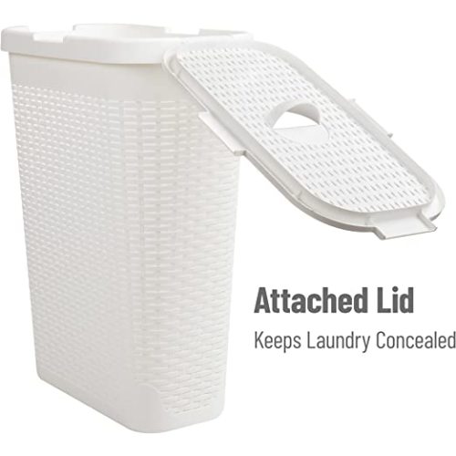 Mind Reader 40 Liter Slim Laundry Basket, White - Single