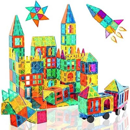 Magnetic Tiles, 96 Pcs Magnetic 3D Building Blocks Educational Magnetic Tiles Puzzle Magnets Toys for Girls Boys Toddler Ages 3+