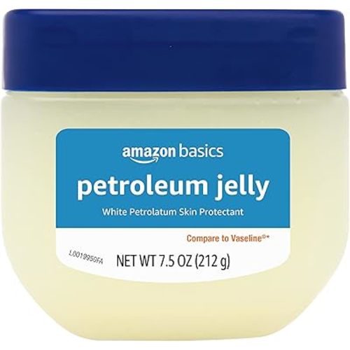 Amazon Basics Petroleum Jelly White Petrolatum Skin Protectant, Unscented, 7.5 Ounce, Pack of 1