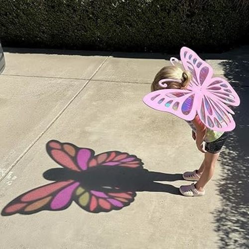 VioraWhite Fairy Butterfly Suncatcher Wings Girls Costume Accessories Colorful Cellophane Butterflies Wings for Kids Daughter