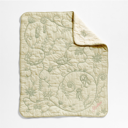 Personalized Raphaela Green Seascape Organic Cotton Baby Crib Quilt by Jake Arnold