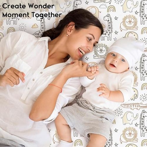 Yoofoss Baby Crib Sheets for Boys Girls, Fitted Crib Sheet 2 Pack for Standard Crib and Toddler Mattress, Super Soft Microfiber Baby Sheet 28x52x8in Animal World