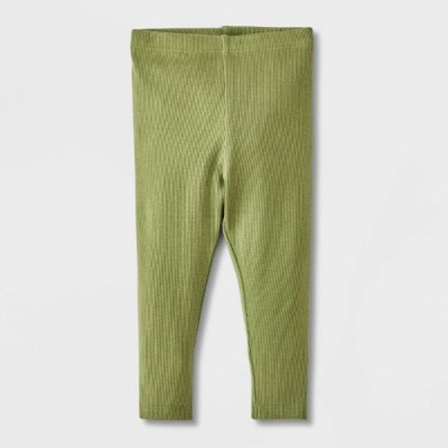 Baby Girls' Ribbed Leggings - Cat & Jack™, Color: Green, Size: Newborn