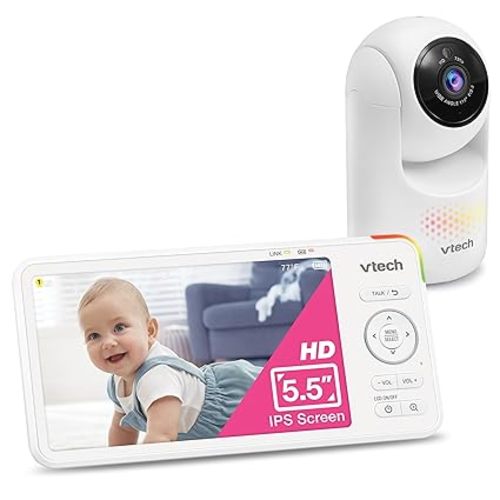 VTech Advanced HD Video Baby Monitor with Camera and Audio, 5.5" IPS Screen, Pan-Tilt-Zoom, Night Light, 2-Way Talk, Lullabies, Soothing Sounds, Long Battery Life, No WiFi: Advanced HD Plus