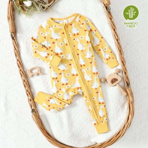 PatPat Bamboo Baby Pajamas Baby Boy Girl Pajamas Gift Snug Fit Long-Sleeved Zipper Baby Onesies for Newborn,0-3 Months