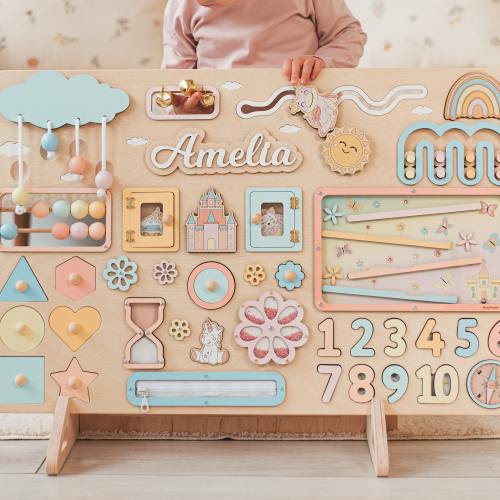 Large Activity Board Montessori Fine Motor Skill Busy Board Wooden Busy Board