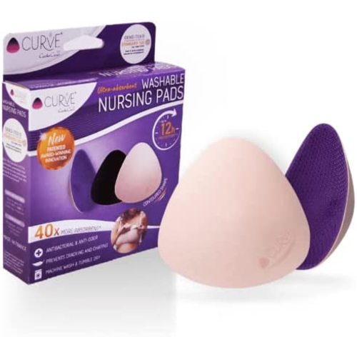 Curve by Cache Coeur - 2 Essential Night Reusable & Washable Nursing Pads - High Protective and Comfortable Breastfeeding Pads