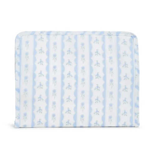 Large Roadie Zip Pouch, Ribbon Floral Blue