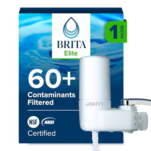 Brita Faucet Mount Water Filter System, White, No-Wait Filtration, Easy Install, Multi-Use Tap Water Filter for Kitchens, Bathrooms & Small Spaces