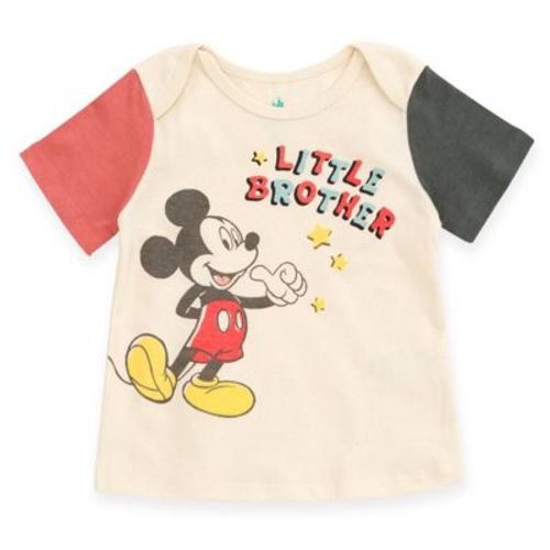 Disney Mickey Mouse Baby Boys' Little Brother Short Sleeve Jersey Graphic Tee Alabaster 6-9 Months
