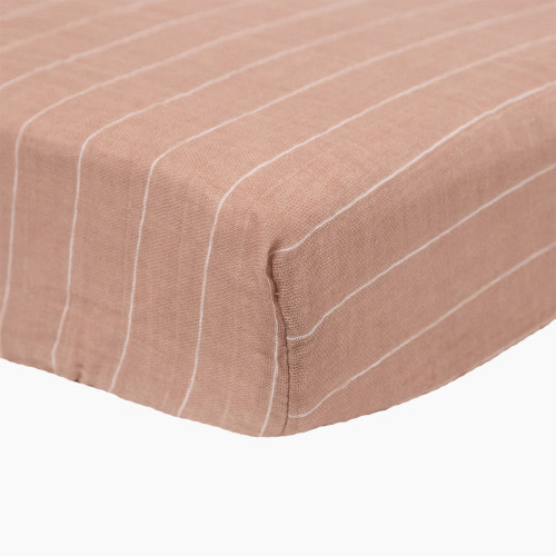Little Unicorn Cotton Muslin Crib Sheet - Mauve Stripe