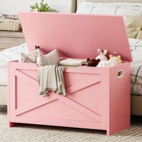 Storage Chest, Wooden Storage Bench with Safety Hinge, Easy Assembly, Large Toy Chest for Entryway, Living Room, Bedroom