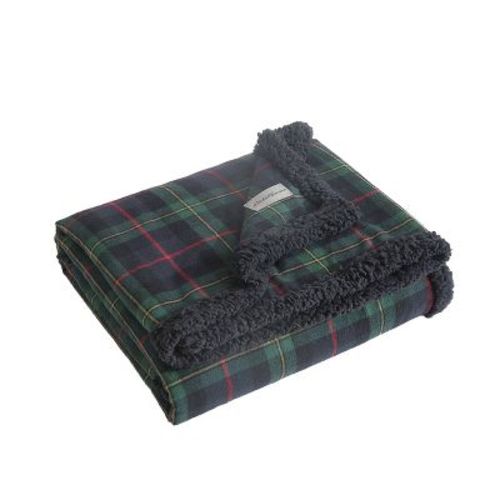 50"x60" Mountain Pine Throw Blanket Tartan Green - Eddie Bauer: Cotton Flannel, Lightweight, Machine Washable