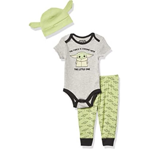 STAR WARS The Mandalorian Baby Boys Bodysuit, Pants and Hat Clothing Set - Baby Yoda Baby Clothes