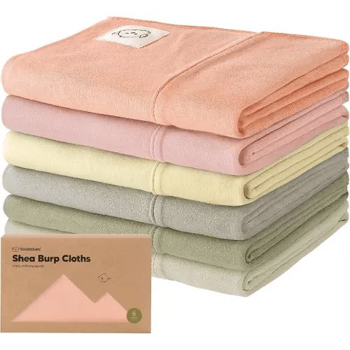 Organic Burp Cloths Baby Boy, Girl - 6-Pack Large Cotton Burping Cloths for Babies, Spit Up Rags, Super Absorbent, Ultra Soft Newborn Rag, Gender Neutral, Machine Washable, Durable (Embrace)