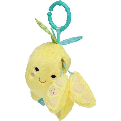 Manhattan Toy Mini-Apple Farm Lemon Baby Travel Toy with Rattle, Squeaker, Crinkle Fabric & Teether Clip-on Attachment