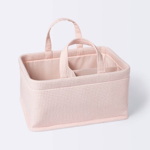 Waffle Weave Rectangular Diaper Caddy with Handles - Cloud Island™, Color: Pink