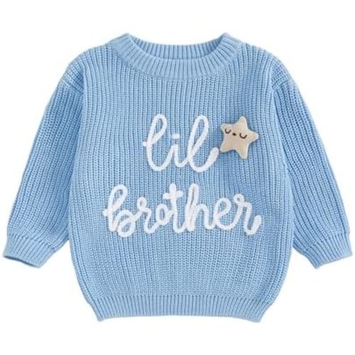 Little Brother Newborn Outfit Baby Boy Knit Sweater Long Sleeve Pullover Sweatshirt Toddler Fall Winter Clothes