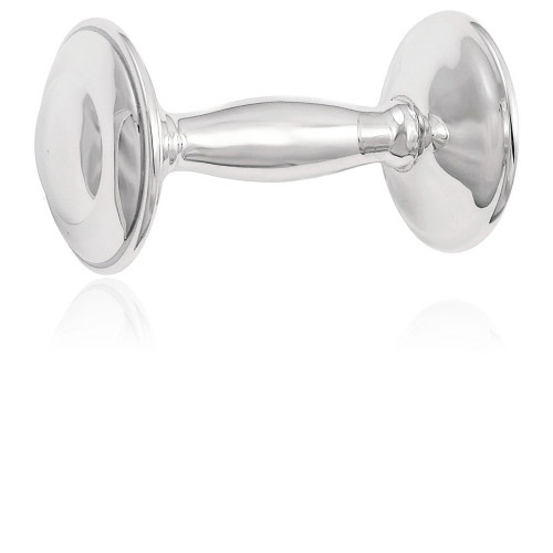 Sterling Silver Barbell Rattle - Engraved “Leonardo”