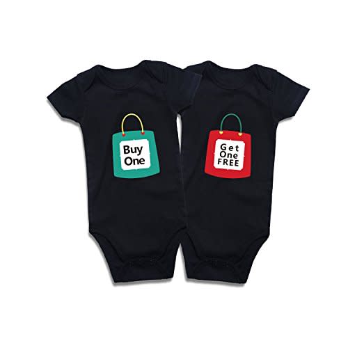 DEFAHN Funny Twins Baby Bodysuits Boys Girls Rompers 2 Pack Twin Matching Clothes Outfits for Newborn Infant