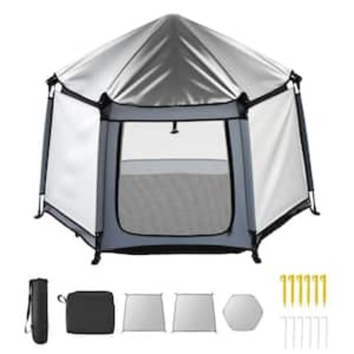 Baby Playpen Pop Up Toddler Playpen with Canopy Portable Indoor/Outdoor Yard with UPF 50+ Shades and Travel Bag Foldable