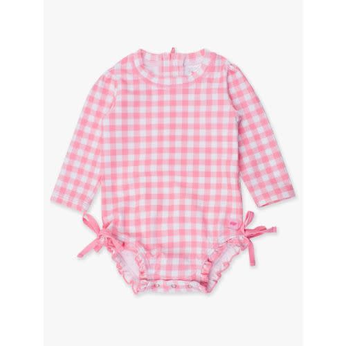Gingham Long Sleeve One Piece Rash Guard