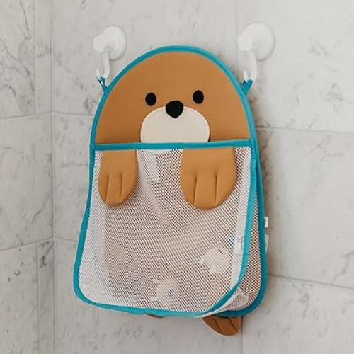 Copper Pearl Oceana Extra-Large Mesh Bath Toy Holder with Suction Cups: Quick-Dry Bath Toy Storage Net for Bathtub, Wally