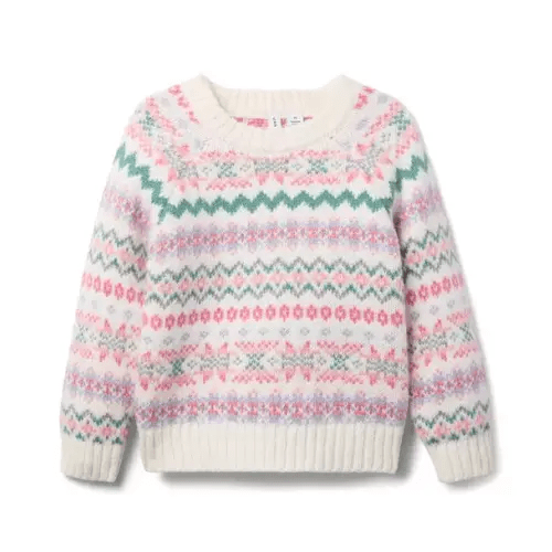 Girl Nutmeg Cream Fair Isle Fair Isle Sweater by Janie and Jack | 6-12 Months