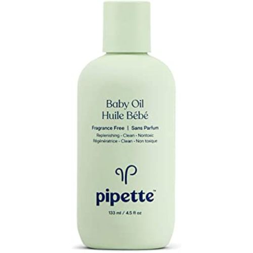 Pipette Baby Oil - Nurture, Moisturize Baby Skin, Vitamin E, Sensitive, Dry Skin, Fragrance Free with Renewable Plant-Derived Squalane, 4.5 fl oz
