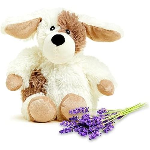 Warmies Junior Microwavable & Weighted Stuffed Animals, Puppy - Heated Stuffed Animal Plushie for Warmth & Comfort - Cute Soft Plush Toys for Adults & Children (Boys, Girls, Babies & Toddlers)