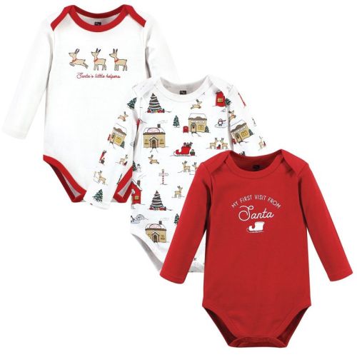 Hudson Baby Cotton Long-Sleeve Bodysuits, North Pole, 9-12 Months