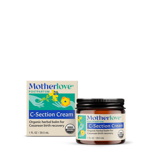 Motherlove C-Section Cream, Organic Herbal Balm for Cesarean Scar Massage, 1 oz