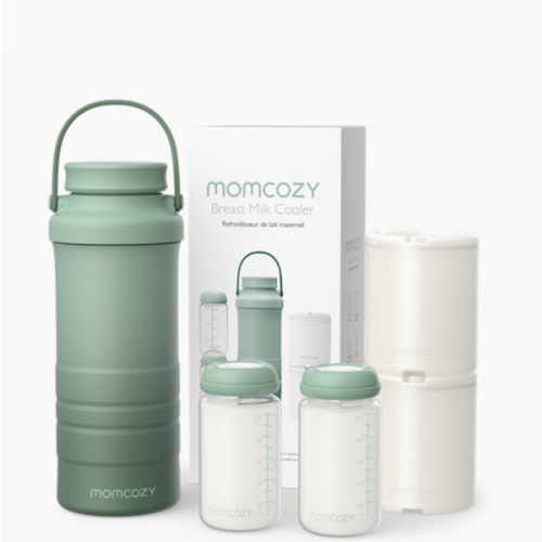 Momcozy 22oz Portable Breast Milk Cooler for Outdoor, 360°Total Cooling for 24Hours, Larger Capacity Travel Breastmilk Chiller with 2pcs Baby Bottles for Breastmilk Storage, Breastfeeding Essentials