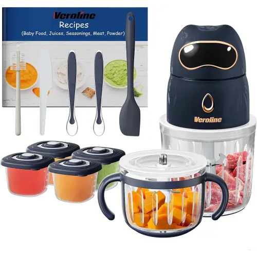 Baby Food Maker, 13-in-1 Baby Food Processor Set with 2 Glass Bowls (600ml+300ml), Baby Food Blender for Baby Puree, Fruit, Meat, Vegatable, Baby Food Storage Containers, Baby Essentials