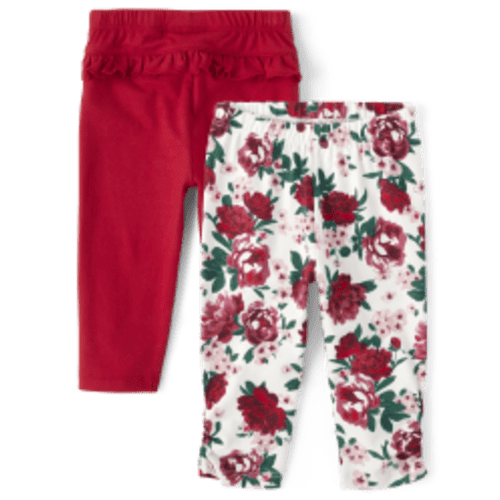 Baby Girls Floral Ruffle Leggings 2-Pack