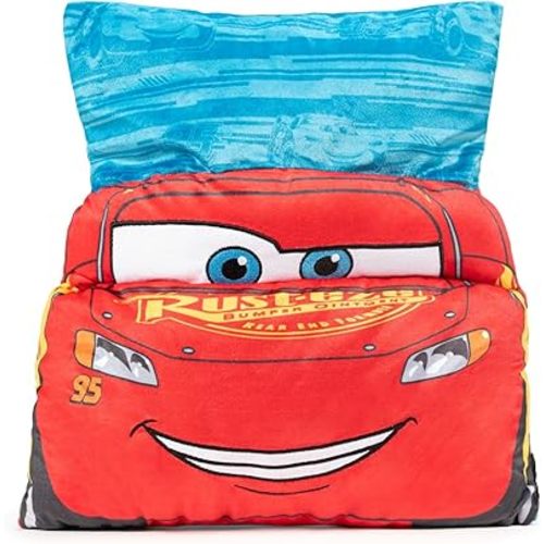 Jay Franco Disney Pixar Cars Lightning McQueen 3D Snuggle Pillow - Super Soft Red Racecar Plush Pillow - Measures 15 Inches