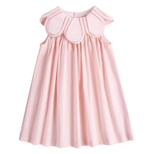 Twoflower Toddler Baby Girl Casual Cotton Dress with Flower Shaped Collar by Handmade