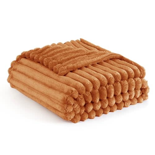 Bedsure Burnt Orange Throw Blanket for Couch - GentleSoft Cozy Soft Blankets for Women, Cute Small Fall Throws for Girls, Orange, 50x60 Inches