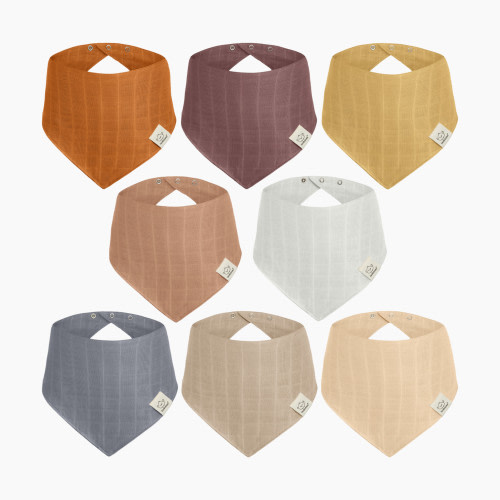 KeaBabies Lumi Muslin Bandana Bibs (8 Pack) - Spice, 8