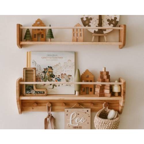 Nursery Shelves Wall Decor, Montessori Baby & Kids Room Shelves, Wood Floating Shelf With Hooks, Babyroom Decoration, Toddler Gift - Etsy