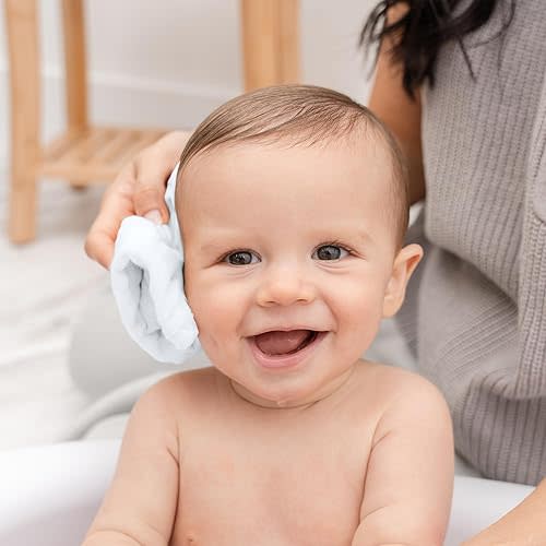 Baby Washcloths, Muslin Cotton Baby Towels, Large 10”x10” Wash Cloths Soft on Sensitive Skin, Absorbent for Boys & Girls, Newborn Baby & Toddlers Bibs & Burp Cloths Essentials Set (White, Pack of 10)