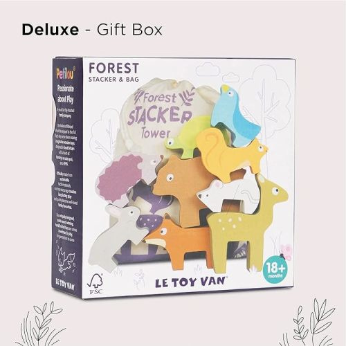 Le Toy Van - Wooden Petilou Forest Stacker Puzzle & Bag Educational Balancing Activities Toy | Great Gift for Kids and Toddlers | Suitable for Age 18+ Months Old