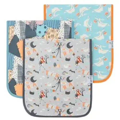Copper Pearl Baby Burp Cloth Large 21''x10'' Size Premium Absorbent Triple Layer 3-Pack Gift Set 'Nightmare Before Christmas' - One Size